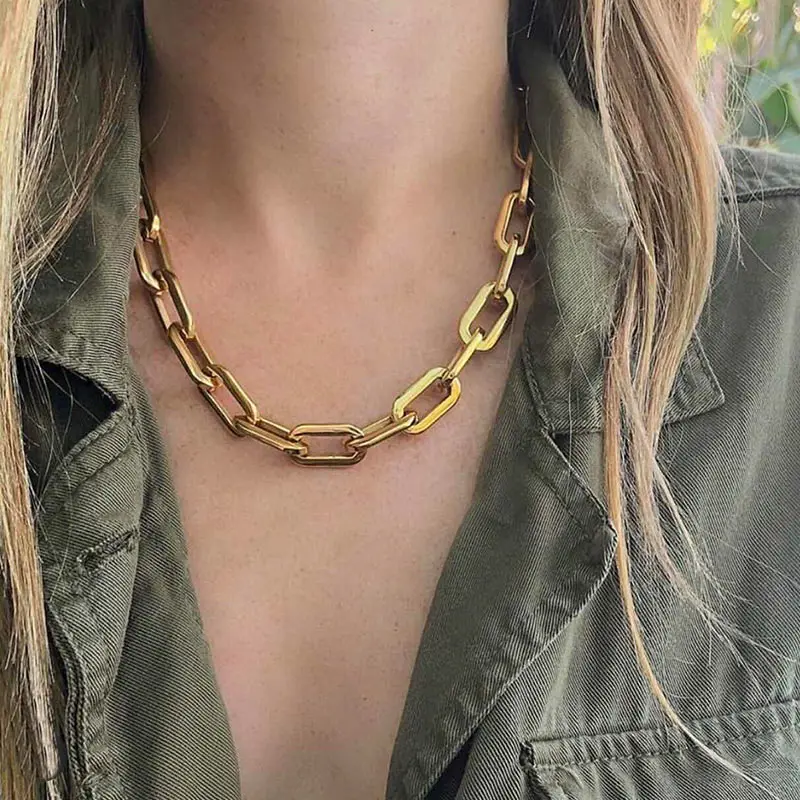 Женское Винтажное колье чокер JUST FEEL массивное Золотистое Ожерелье с коротким