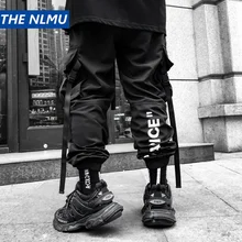 Уличная одежда, спортивные штаны для мужчин, Jogger, эластичная резинка на талии, длина по щиколотку, брюки, лента, модные мужские джоггеры, черные брюки карго для мужчин, HZ154