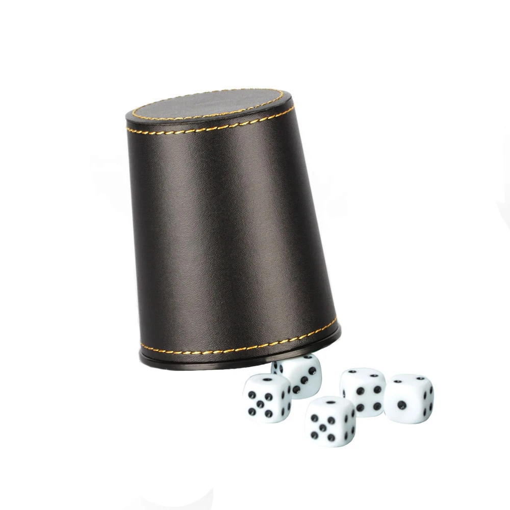 Dice Cup Imitation Leather PU Trumpet Flannel Dice Cup Bar KTV Entertainment Dice Cup With Dices