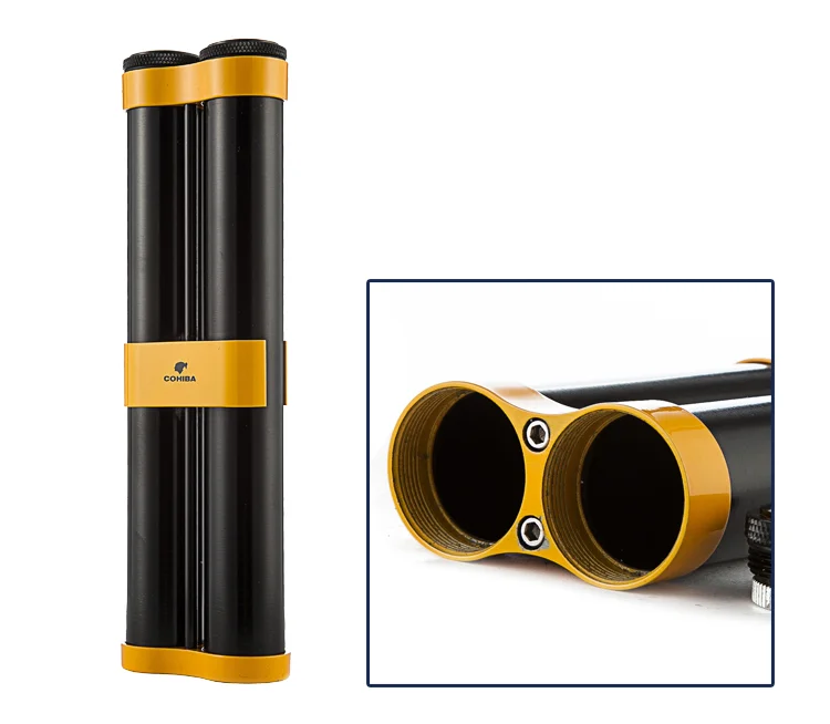 COHIBA металлический черный сигары костюм 2 трубки Humidor Пепельница зажигалка