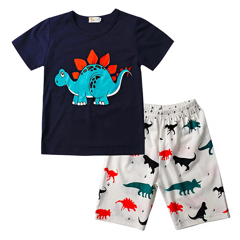 Vgiee/комплект одежды для маленьких мальчиков весенне-Летняя короткая футболка с рисунком динозавра для мальчиков от 2 до 8 лет - Цвет: Dinosaur