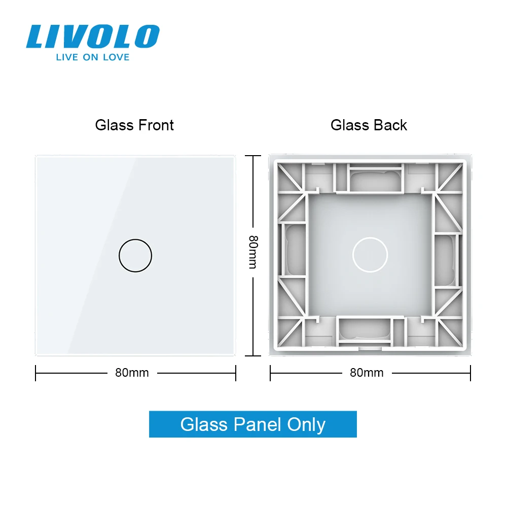 Livolo single-chave interruptor painel padrão da ue luxo branco pérola vidro de cristal apenas 1gang painel peças diy para base de interruptor