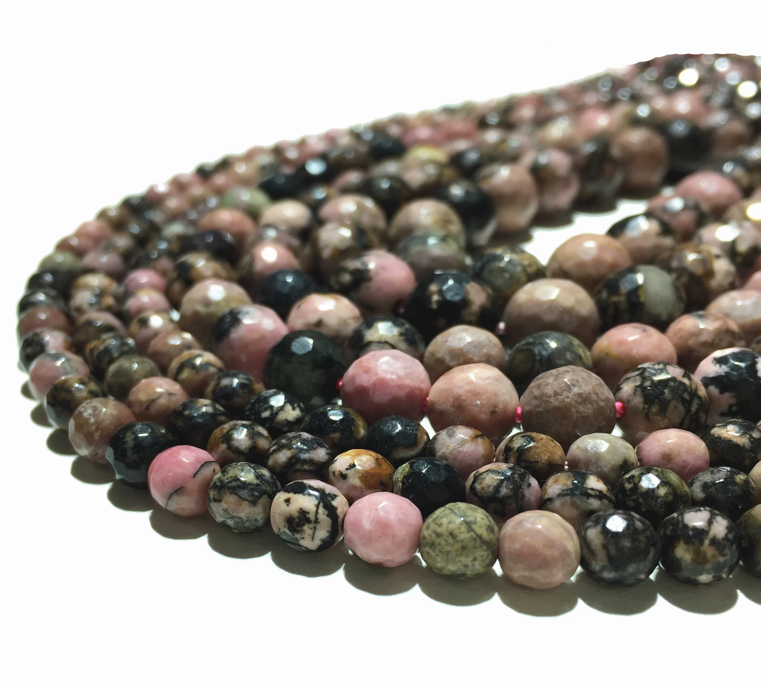 

6mm Factory Price Natural Faceted Round Rhodonite Gemstone Loose Spacer Beads Jewelry Making DIY Bracelet Necklace Accessories