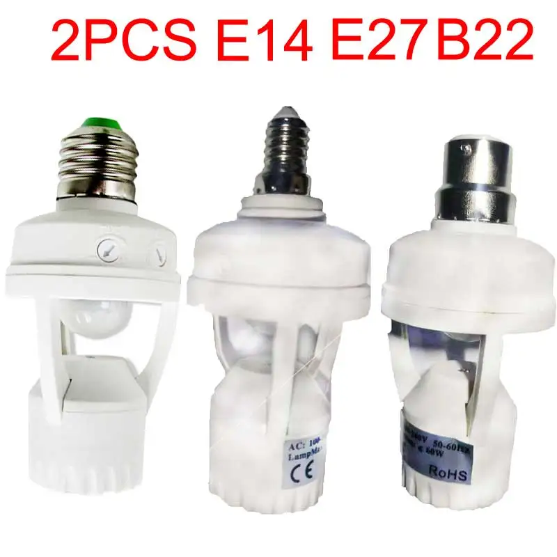 1/2PCS E27/E14/B22 Screw Light Bulb Holder 100 220V PIR Human Body