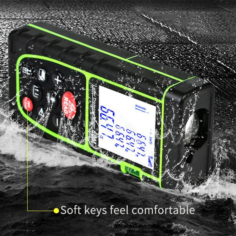 HLZS-40M Meter Range Finder Measure Handheld Digital Distance Area Volume With Bubble Level Measure Tool