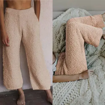 

Pants for Women Winter Warm Elastic High Waisted Wide Leg Home Straight Pants Loose Casual Trousers Fleece Pajama Pants