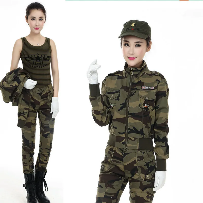 Платье Камуфляжный костюм для женщин на открытом воздухе Камуфляжный комплект одежды для отдыха армейские вентиляторы Военная тренировочная одежда для матросского танца