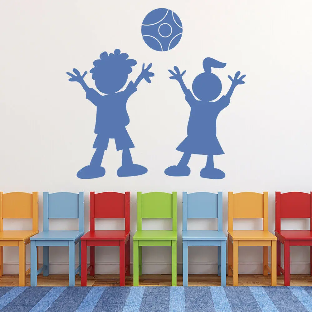 cheap Kids Wall Decal Children Playing School Classroom Nursery Play Zone Interior Decor Door Window Vinyl Sticker Boy Girl Mural M975