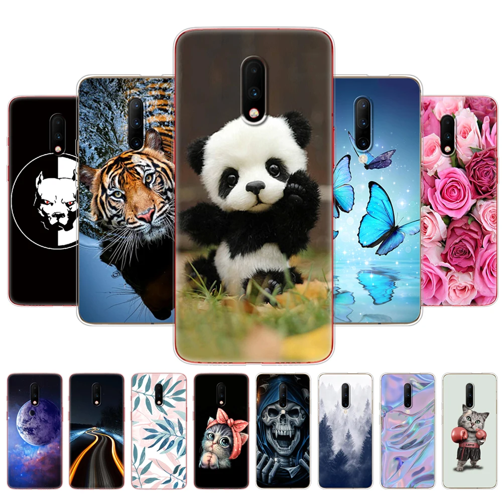 Per Oneplus 7 Custodia Per One Plus 7 Pro Cover Per Oneplus 7 Pro 2019 Etui Silicon Coque Bag Bumper 1 7 Flower Panda Tiger Cat