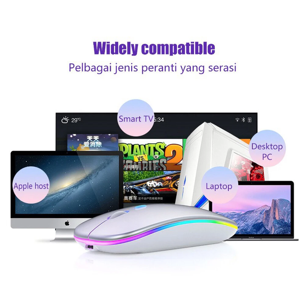 Wireless Mouse RGB Rechargeable Mouse Wireless Computer Mute Mouse LED Backlit Gaming Office Mouse Laptop Accessories silent wireless mouse