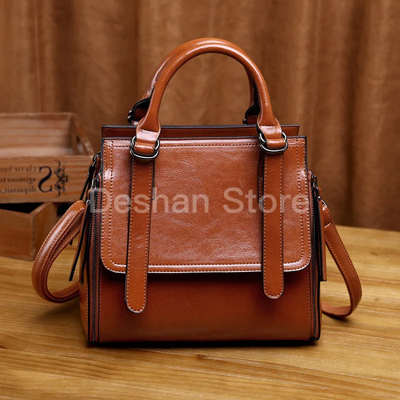 

Luxury Genuine Leather Handbags Women Bags Brand Designer Female Crossbody Bags For Girl Retro Shoulder Bag Bolsa Feminina