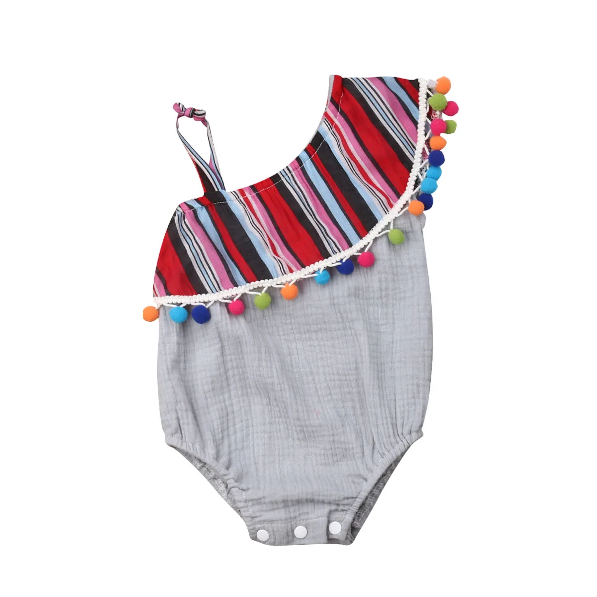 

3-24M Newborn Infant Baby Girl Rainbow Tassel Romper One Piece Jumpsuit Cotton Ruffle Clothes Girls Clothing Mexican Outfit