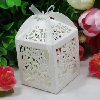 

Leaves Favor Boxes Gift Boxes Candy Boxes Color Boxes With Ribbon 100pcs
