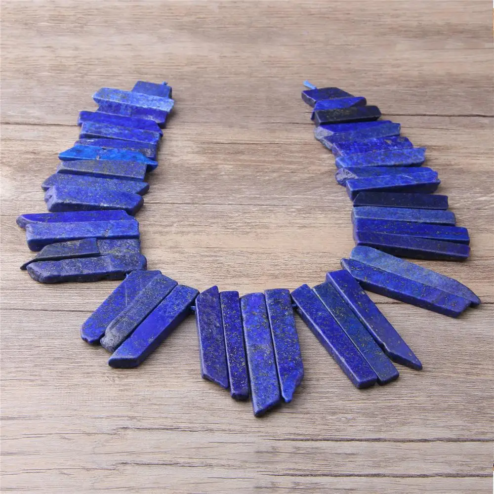 

Lapis lazuli blue Crystals Quartz Points Graduated Tusk Top Drilled Beads Pendants Fashion Jewelry For DIY Crown jewelry making