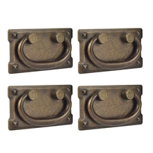 Tiradores de anillo de cajón de bronce antiguo Vintage, aleación de Zinc, decoración de manija de muebles de puerta de armario, 4 piezas