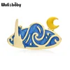 Wuli & baby – broche en émail pour femme, couleur bleue, nuage, lune, accessoires naturels en métal, Design de fête, cadeau ► Photo 1/3