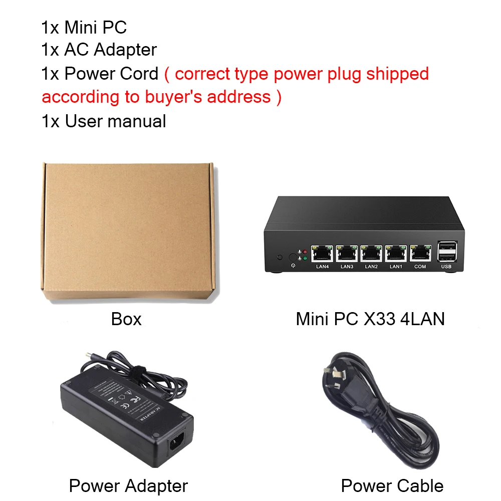YCSD просвет Мини ПК Celeron J1900 4 * Gigabit Ethernet LAN Pfsense Ubuntu (убу́нту операционная система