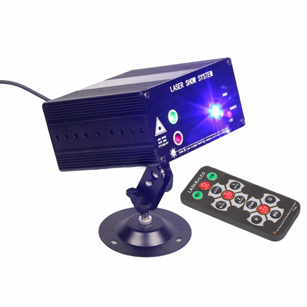 

Mini LED Stage Light RGB 48 Patterns 4 Control Modes Sound Activated Projector Light with Remote for DJ Party Wedding Club Disco