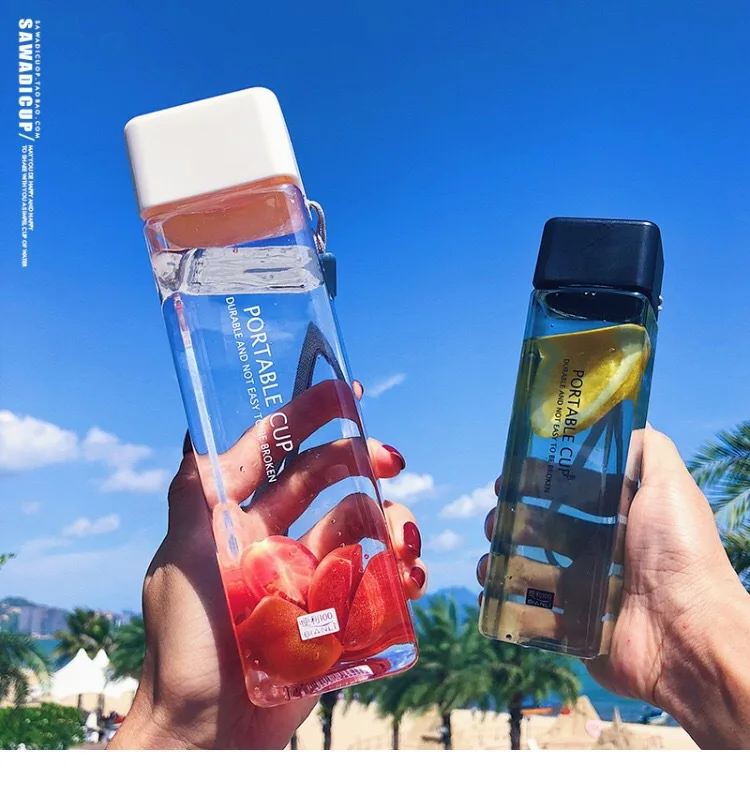 450 мл пластиковая бутылка для воды, портативная квадратная чашка, гидро колба, фруктовый сок, герметичная, для спорта на открытом воздухе, путешествий, туризма, Botella De Agua