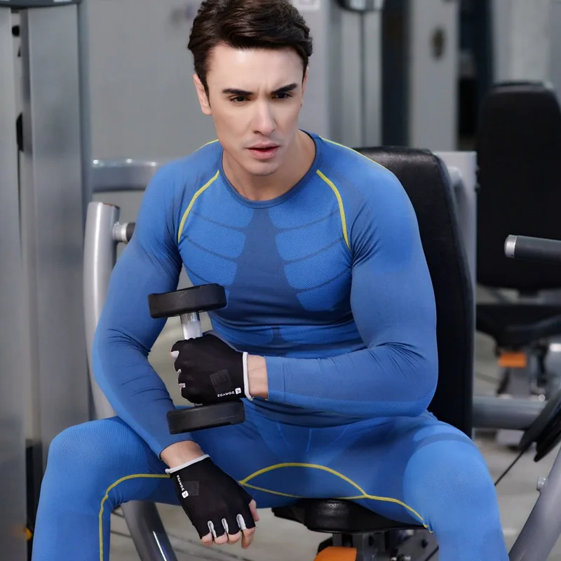 

Tights MEN'S Sport Suit Elasticity Long Sleeve Trousers Riding Fitness Running Basketball Track And Field Training Suit Quick-Dr