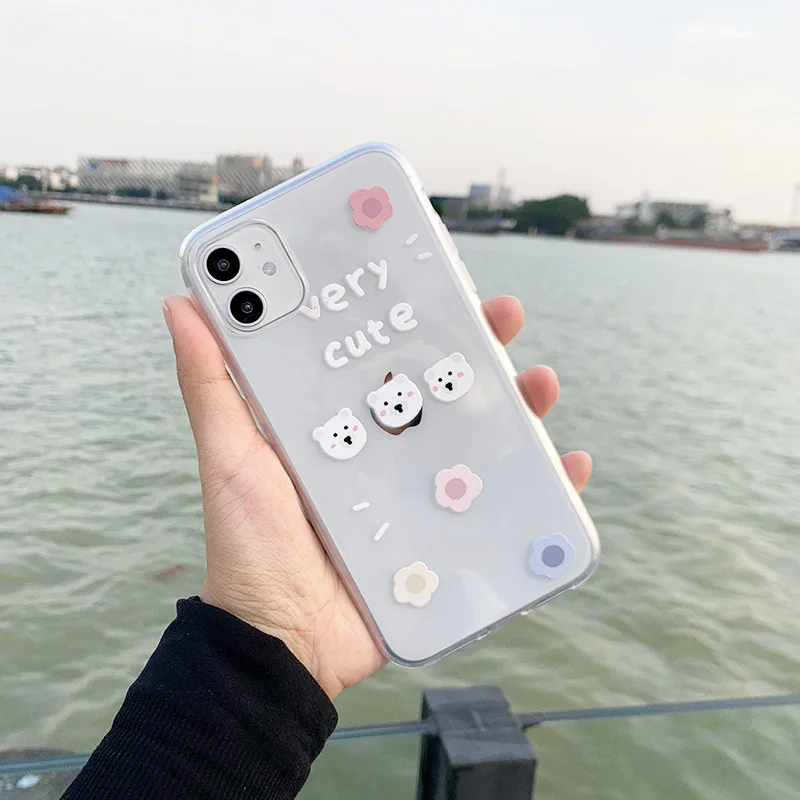 Японский kawaii Polar bear чехол для телефона iPhone 11 Pro Max X XR XS 6 s 7 8 Plus 7Plus милый прозрачный
