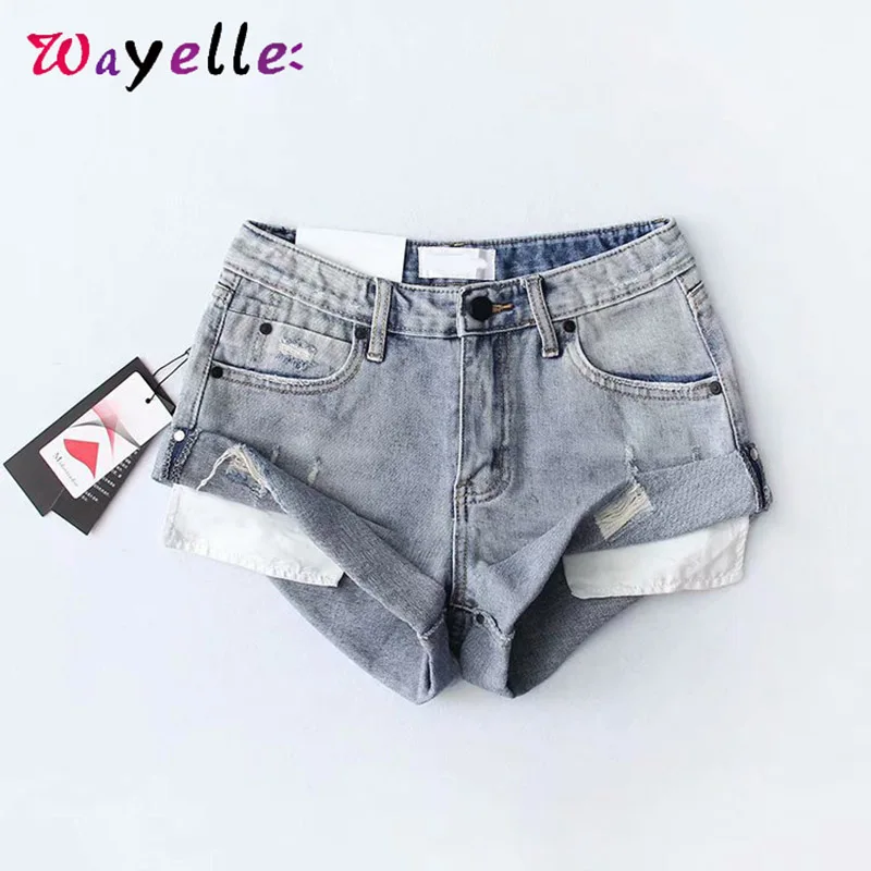 

Denim Shorts 2019 Fashion Casual High Waist Jeans Skinny Sexy Zipper Fly Distressed Jeans Solid Summer Punk Style Women Jeans