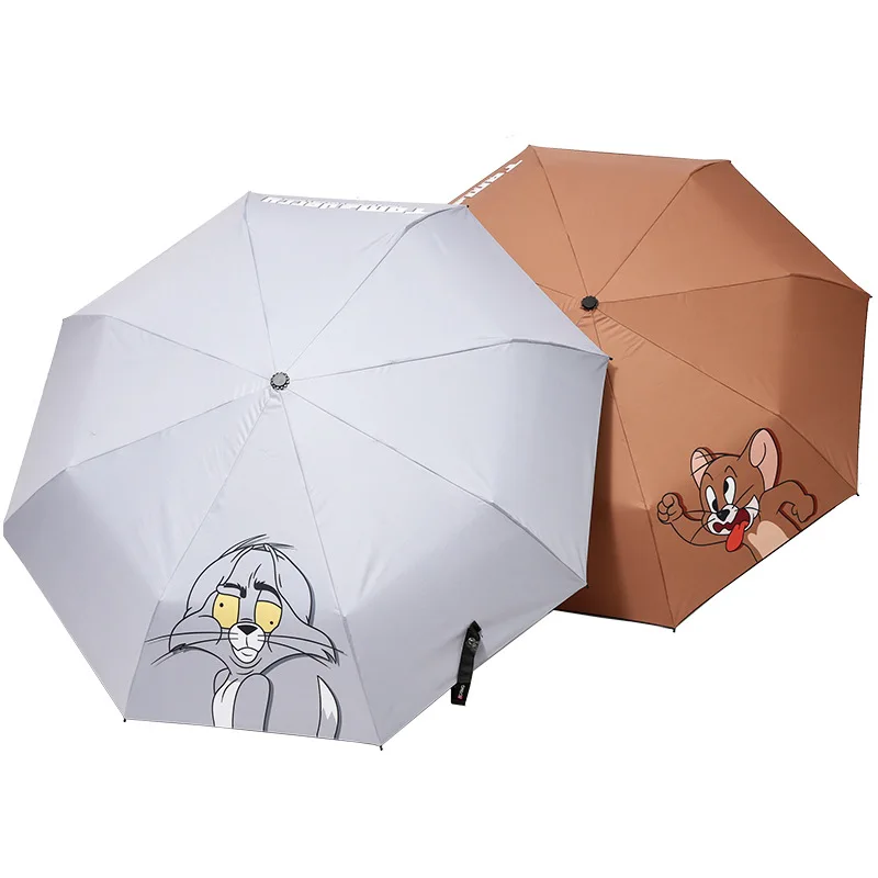 

Tom and Jerry Resistant Folding Manual Umbrella Rain Cartoon Anime Cat and Mouse Women Auto Umbrellas Rain For Men UV Protection