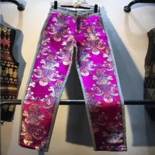 Новинка, весна-осень, прямые джинсы с вышивкой, высокая талия, Женские джинсовые штаны, винтажные женские плотные джинсы, брюки