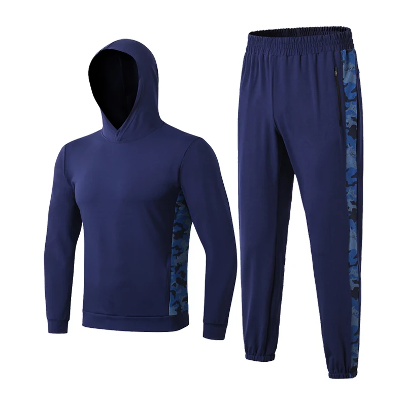 Модные мужские комплекты для бега, тренажерного зала, фитнеса, компрессионные комплекты, спортивный костюм, новинка, зима-осень, тренировочные костюмы, спортивная одежда для бега - Цвет: blue set