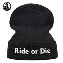 Beanie шляпа Skullie шапка, вязаная шапка-носок зима-осень вышивка в стиле панк Для мужчин Для женщин подростков уличных танцев забавные хип-хоп по индивидуальному заказу-ездить или умереть