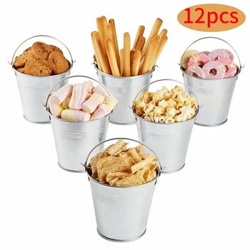 

12Pc Tinplate Toilet Multifunctional Fries Mini Tin Bucket Tinplate Bucket Tinplate Bucket corn Ice Bucket