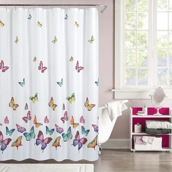 

Europe Butterfly Printing Shower Curtain Polyester Curtains Waterproof Home Deco For Bathroom Eco-friendly Soft Fabric 180*180cm