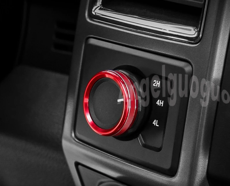 6PCS Aluminum Alloy Car Inner Air Conditioner&Audio Switch Knob Ring Button Cover Trim for Ford F150 XLT 2016 2017 2018 Red 