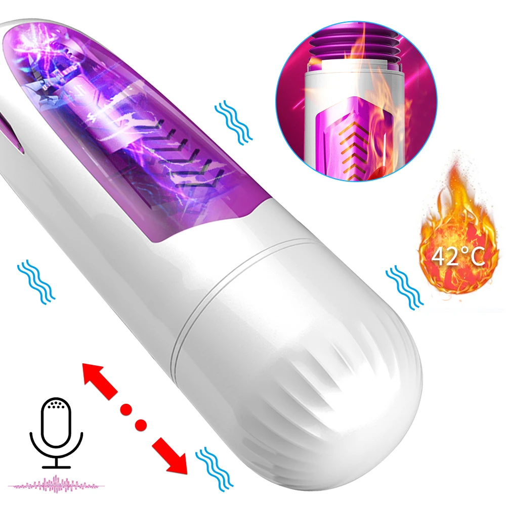 Male Massage Masturbation Cup Automatic Telescopic Heating Oral Sex Shop Heating Pulse Penis Exerciser Penis Enlargement Pump