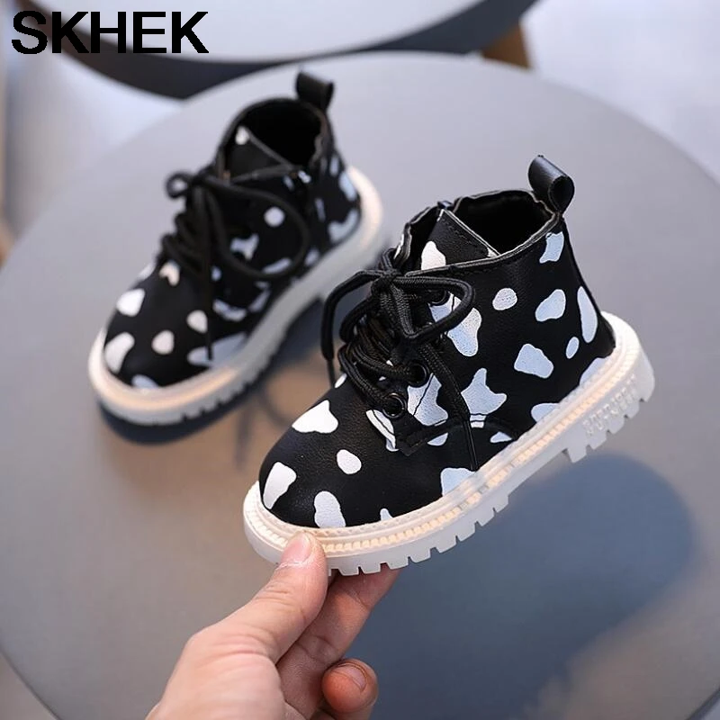

SKHEK Children Shoes Boots for Child Martin Boots for Boys PU Leather Waterproof Winter Kids Snow Shoes Girls Boots Size 21-30