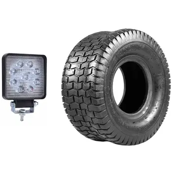 

90W Square Car Headlight 9Led Cool White Light 4 Inch Car Work Light & 15X6.00-6 Turf Tires