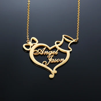 

WOMEN HEART PENDANT TWO NAME NECKLACE CUSTOM CHARM JEWELRY FOR SISTER FAMILY