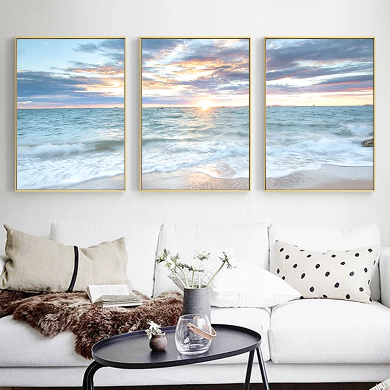 Sunrise-Coastal-Decorative-Canvas-Poster-Blue-Sea-Landscape-Picture-Waves-Canvas-Painting-Print-Beac (2)