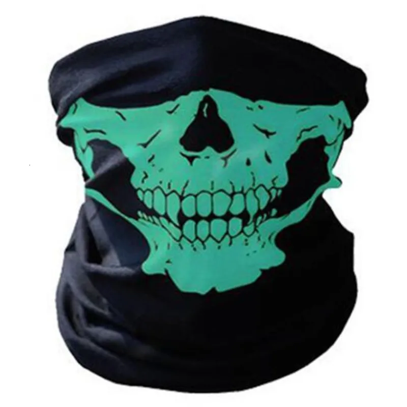 Пешие прогулки Велоспорт маска для лица Череп Бандана шлем шеи велосипед лицо тактическая маска термо-шарф Хэллоуин шарфы-повязки для улицы - Цвет: green