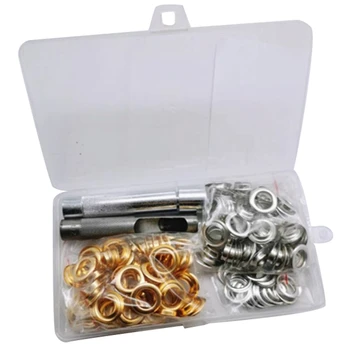 

120 Sets Grommets Eyelets with 3Pcs Grommet Setting Tool,for DIY Projects Shoe Clothes Canvas(1/2 Inch Inside Diameter)