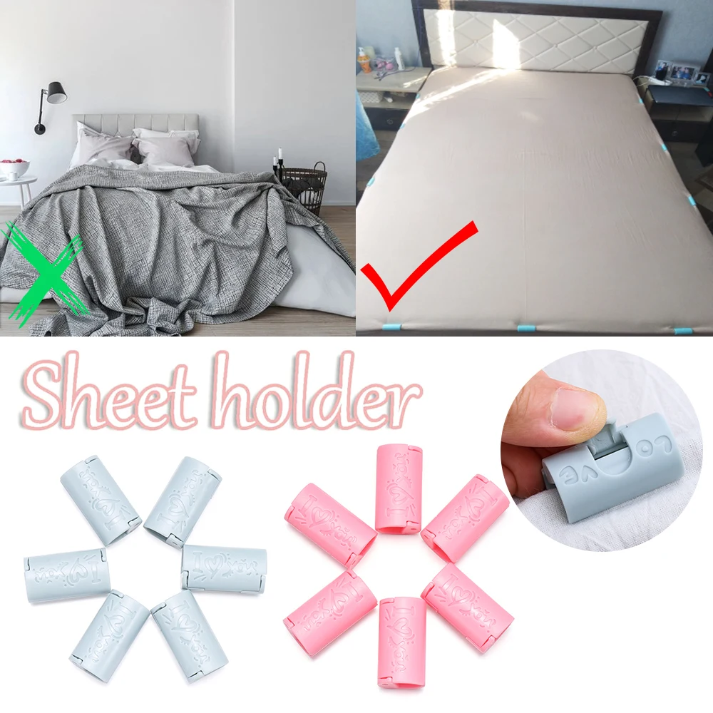 Bed Sheet Holder 6Pcs Needle-free Household Invisible Sheet Clip Non-slip Mattress Buckle Pegs Clamp
