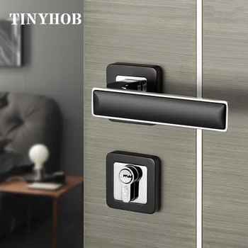 

Square Split Door Handle Nordic Style Zinc Alloy Door Lock for Interior Doors /A-Left or Right/ Bright Chrome+Black