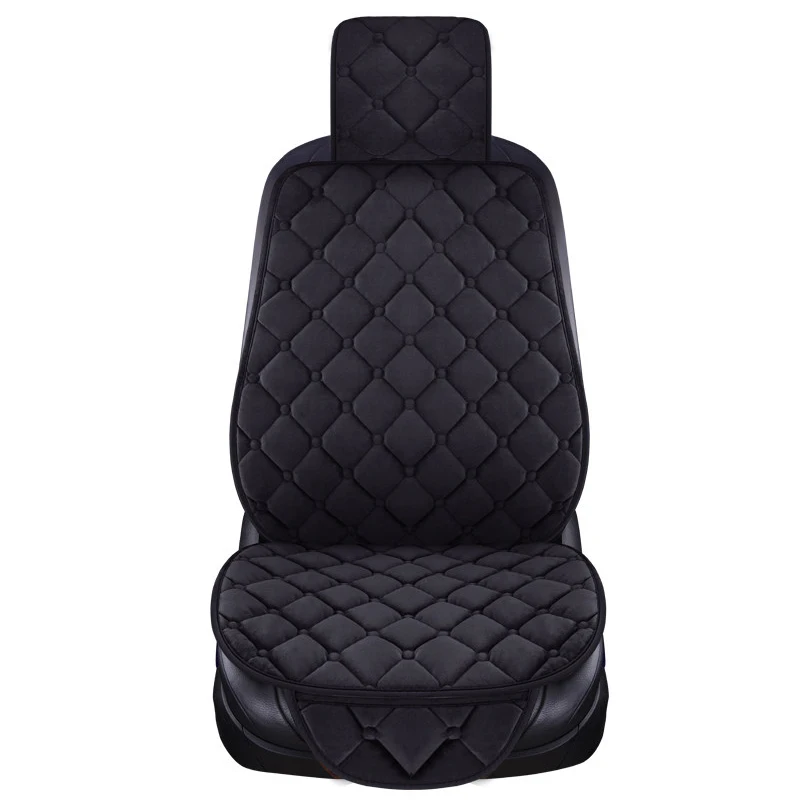 Плюшевые чехлы для сидений автомобиля, защита для интерьера, чехлы для сидений автомобиля на зиму и осень, предупреждающие чехлы для сидений, чехлы для стула, коврики, аксессуары - Название цвета: Front Black 1pc
