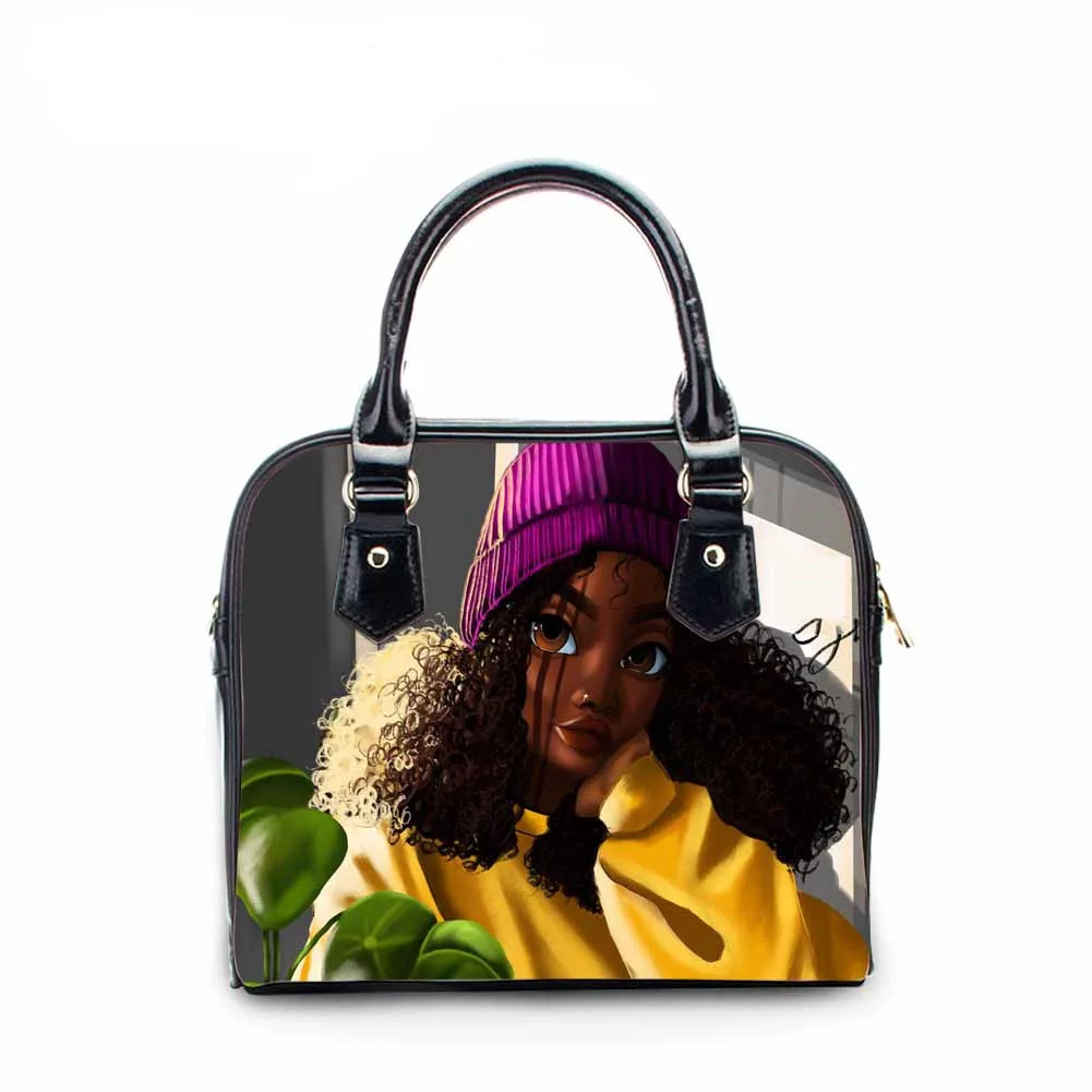 Cartoon Horses PU Leather Handbag Tote Bag Shoulder Bag Shopping Bag For Lady