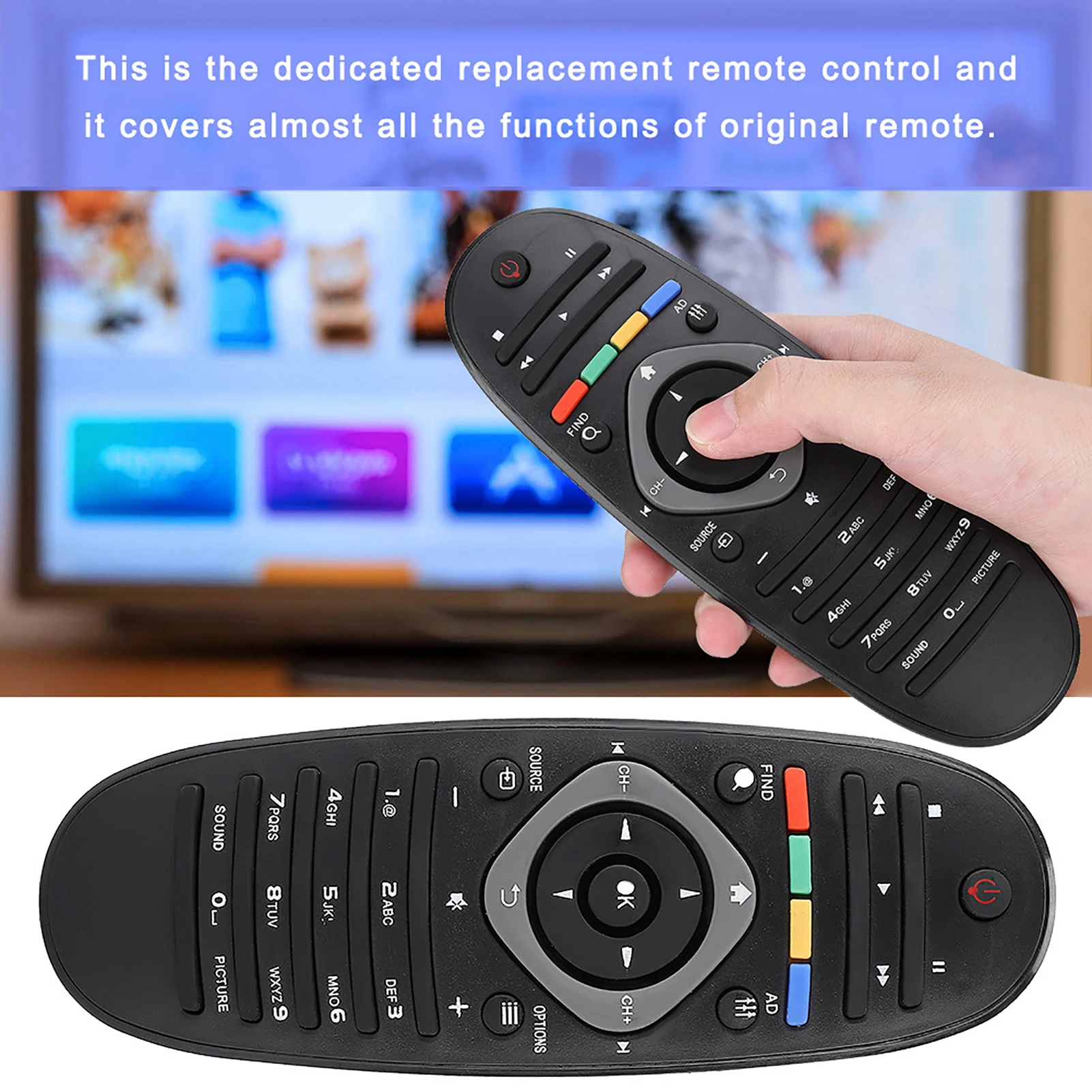 Черный Сменный пульт дистанционного управления для телевизора Philips TV / DVD AUX 2018