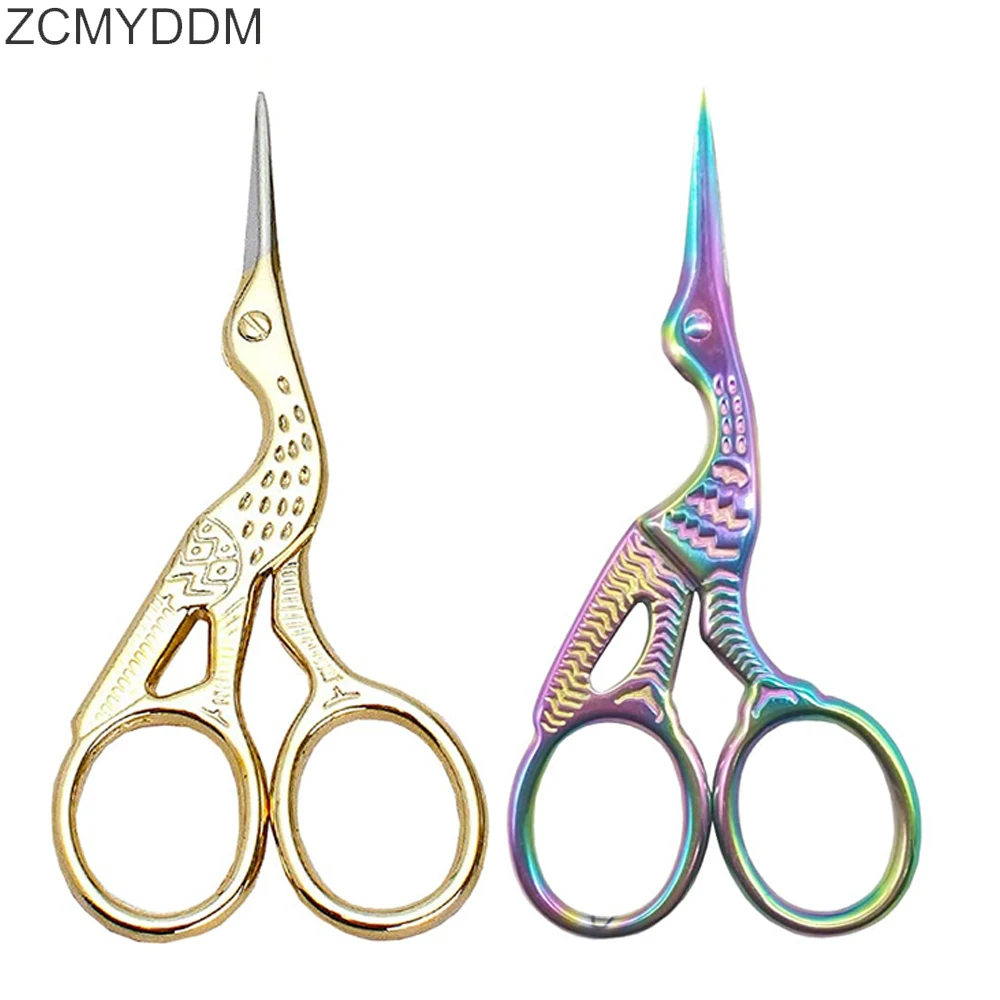 5 Pieces Stork Bird Scissors Embroidery Scissors 3.7 Inch Stainless Steel  Tip Classic Stork Scissors Sewing Dressmaker Scissors Shears for Sewing