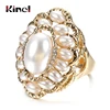 Kinel 2022 New Boho Pearl Ring For Women Fashion Gold Color Austrian Crystal CZ Big Rings Wedding Jewelry Drop Shipping ► Photo 1/6