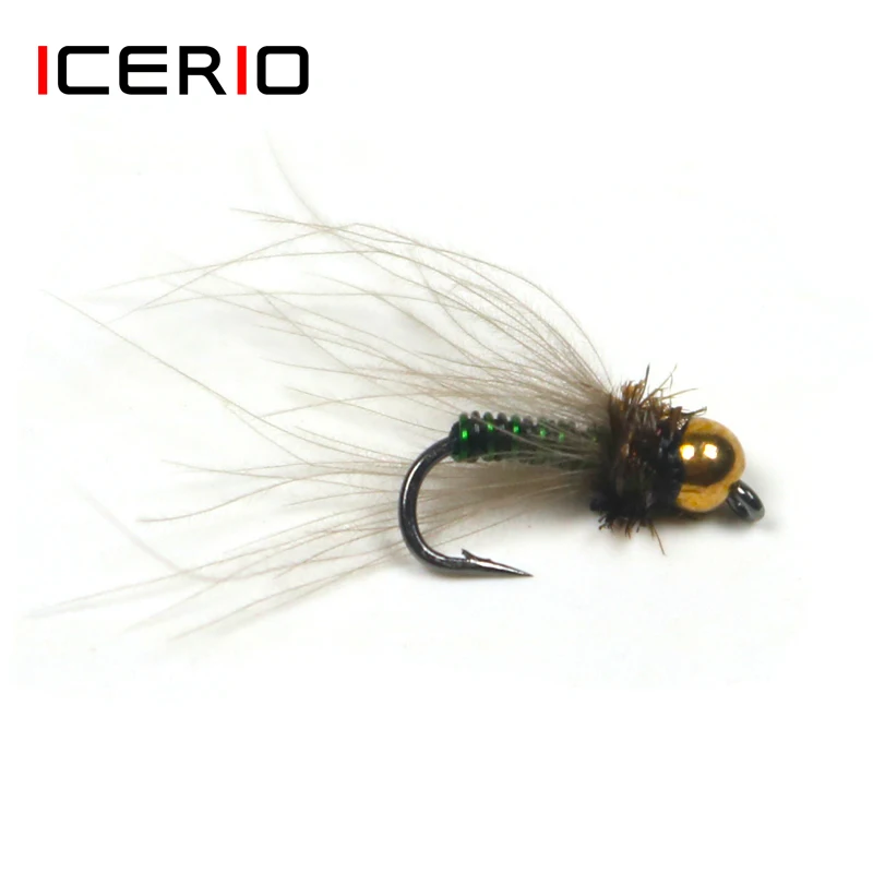 ICERIO 6 шт. латунная головка бусины Caddis Nymphs связывающий крючок для форели