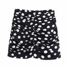 Женская эластичная плиссированная юбка с волнистым принтом в горошек, весна, женские мини юбки для отдыха, P1531