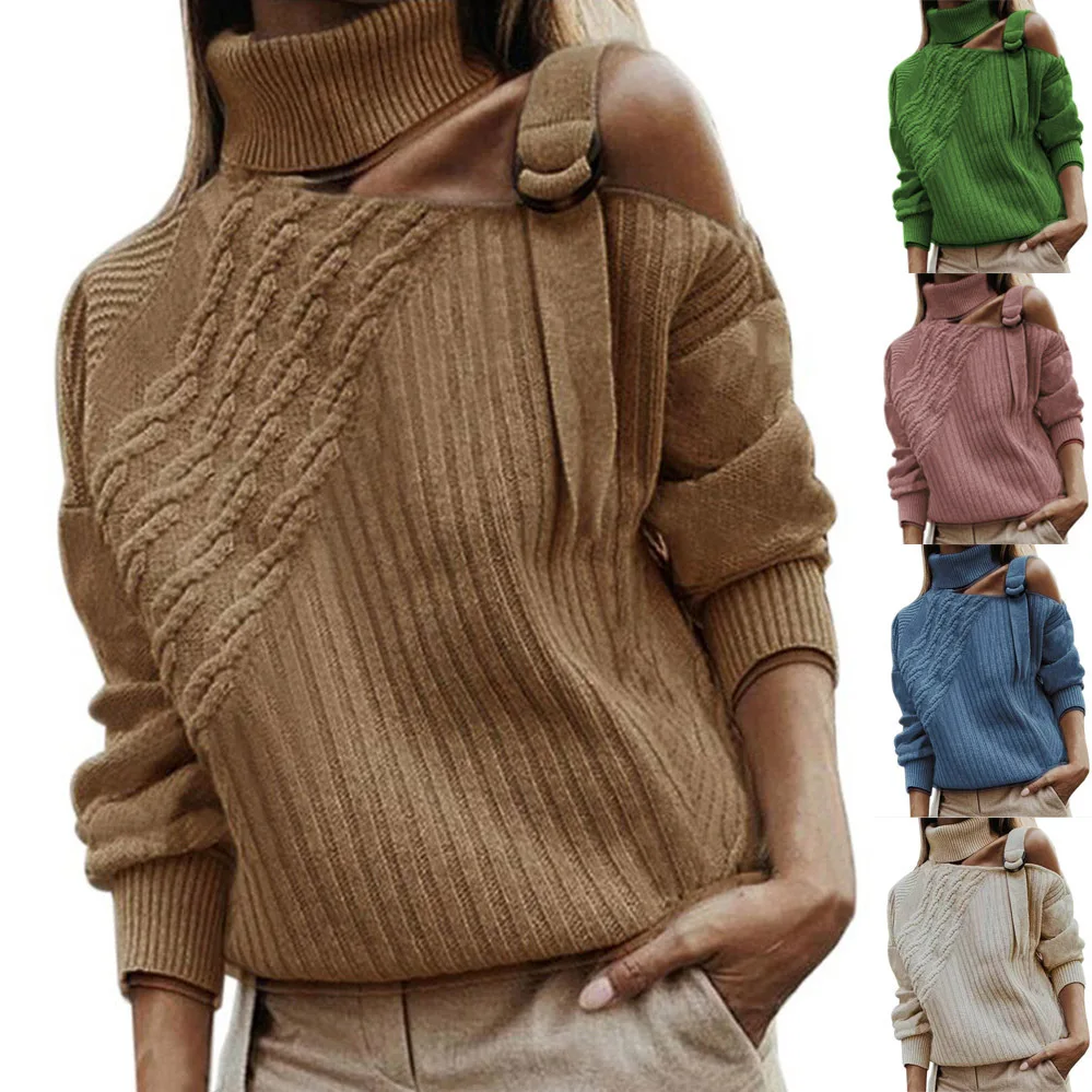 

Women's Sweater Autumn and Winter Solid Color Shoulder-Baring Sweater Women's Clothing